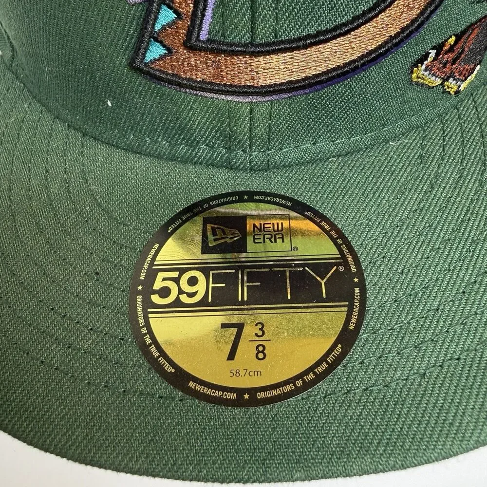New Era x Felt Arizona Diamondbacks Green 59Fifty Fitted Hat Sz 7 3/8 New Rare
